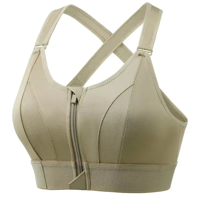 Sujetador Deportivo con Cremallera Frontal – Ajustable y Antirrebote