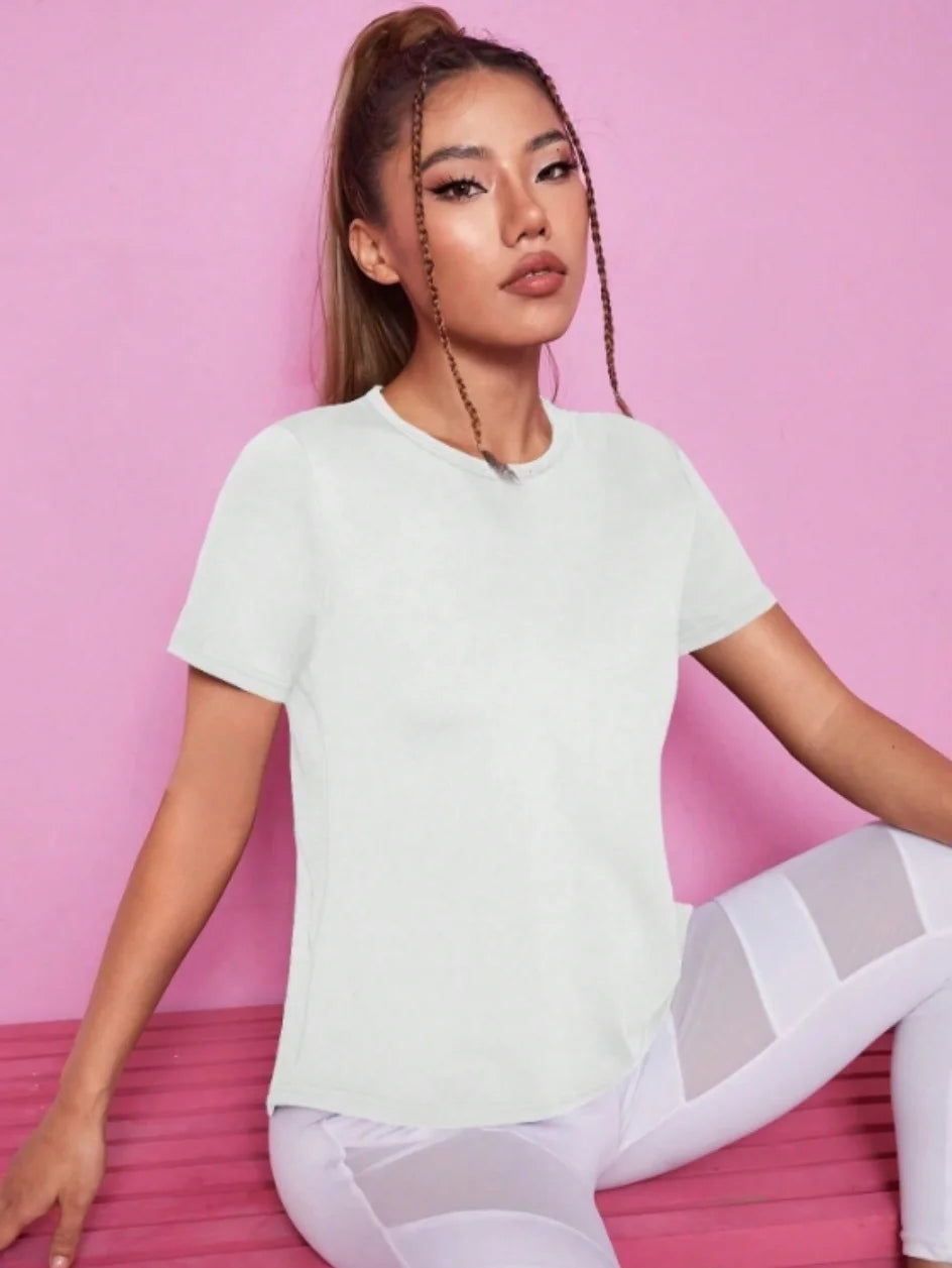 Camiseta Deportiva de Mujer para Yoga, Verano, Holgada, Transpirable, Secado Rápido, Espalda de Malla