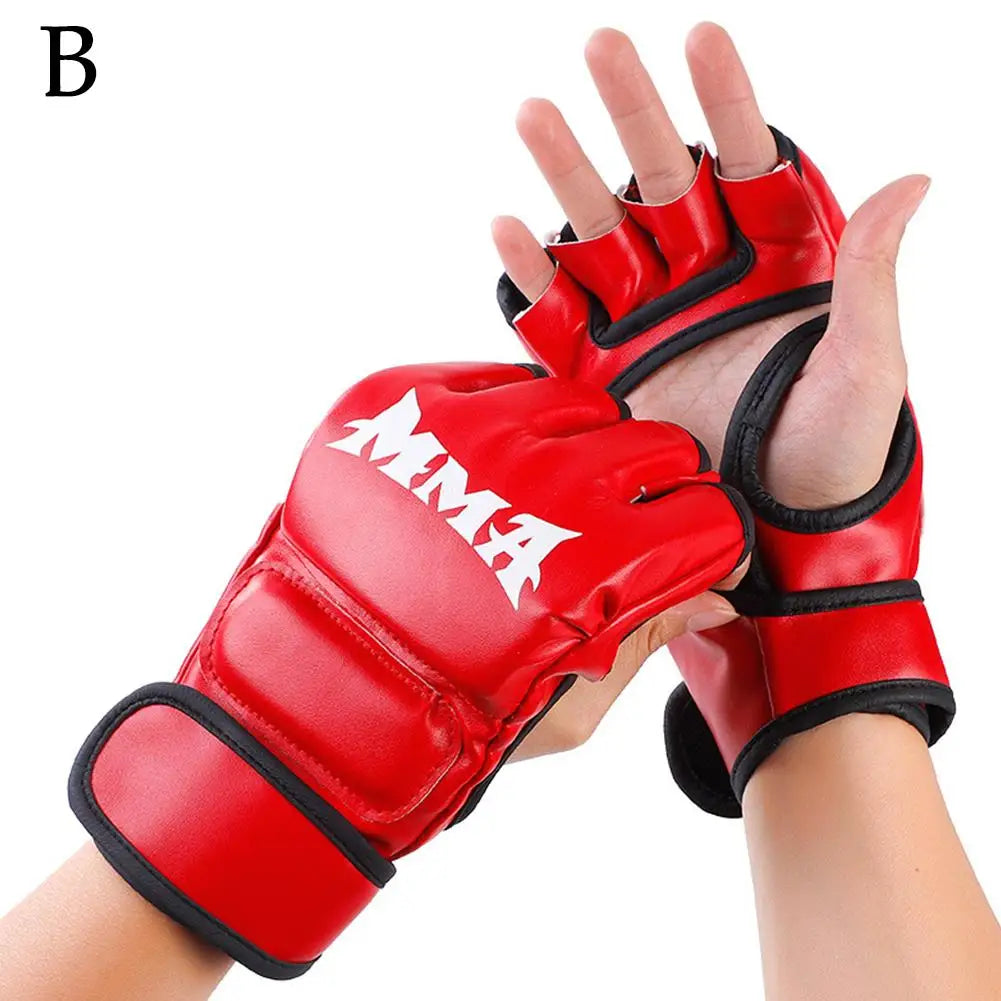 Guantes de Boxeo de Medio Dedo – Cuero PU para Muay Thai, Karate y Entrenamiento