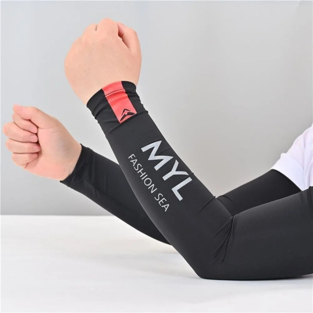 1Pair Summer Arm Sleeves for Running Outdoor Cycling Driving Breathable Ice Silk Elastic Sun Protection Men Women Arm Cover