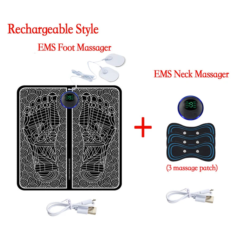 Almohadilla Masajeadora de Pies EMS Recargable con Mando – Estimulador Muscular Eléctrico Portátil para Aliviar el Dolor