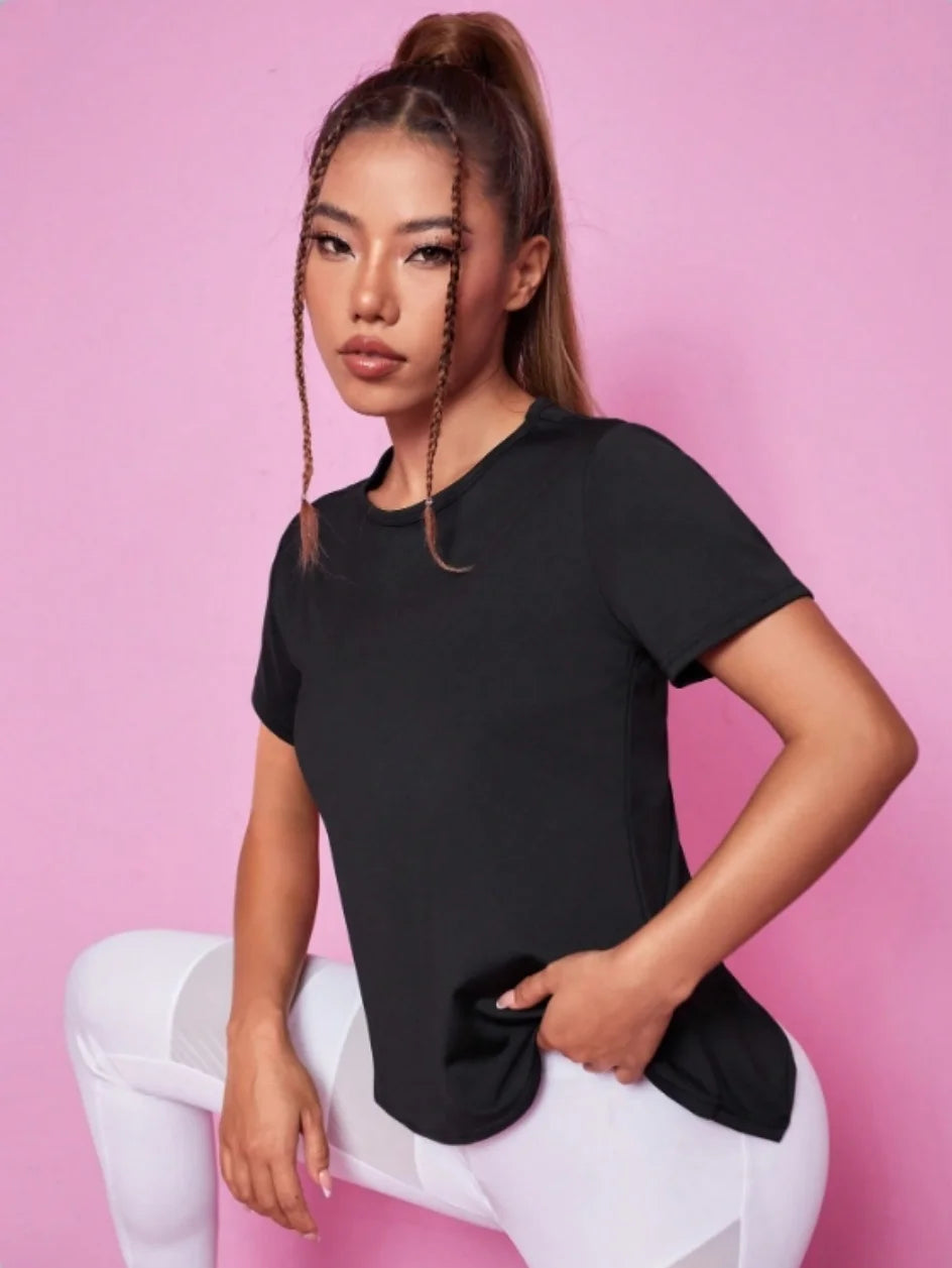 Camiseta Deportiva de Mujer para Yoga, Verano, Holgada, Transpirable, Secado Rápido, Espalda de Malla