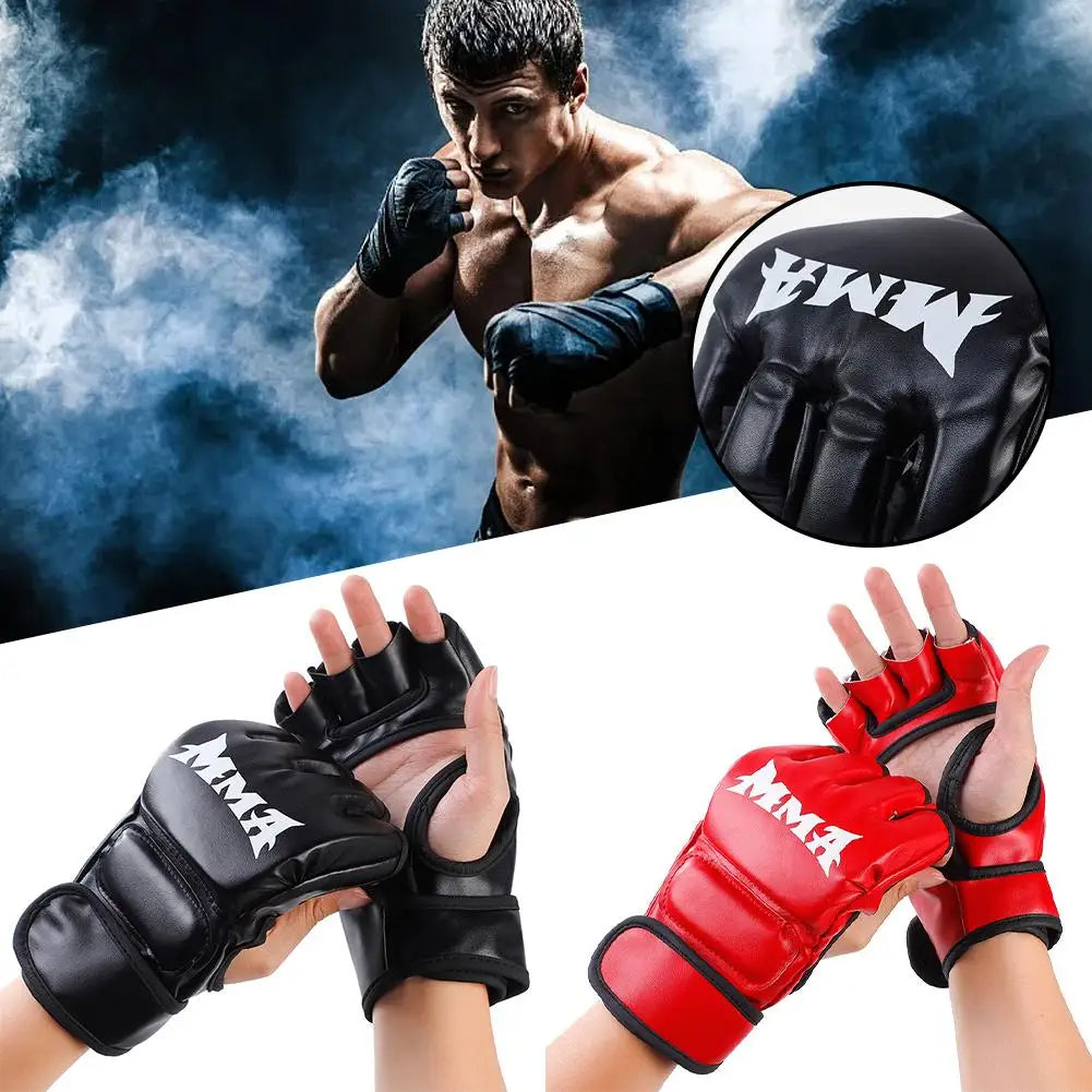 Guantes de Boxeo de Medio Dedo – Cuero PU para Muay Thai, Karate y Entrenamiento