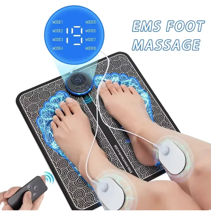 Almohadilla Masajeadora de Pies EMS Recargable con Mando – Estimulador Muscular Eléctrico Portátil para Aliviar el Dolor