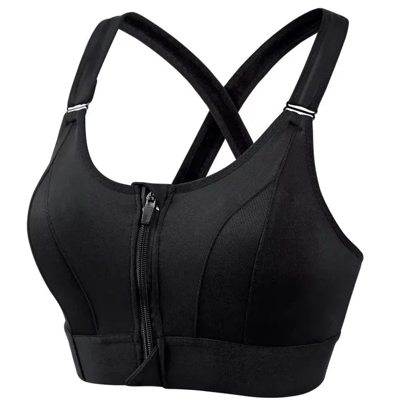 Sujetador Deportivo con Cremallera Frontal – Ajustable y Antirrebote