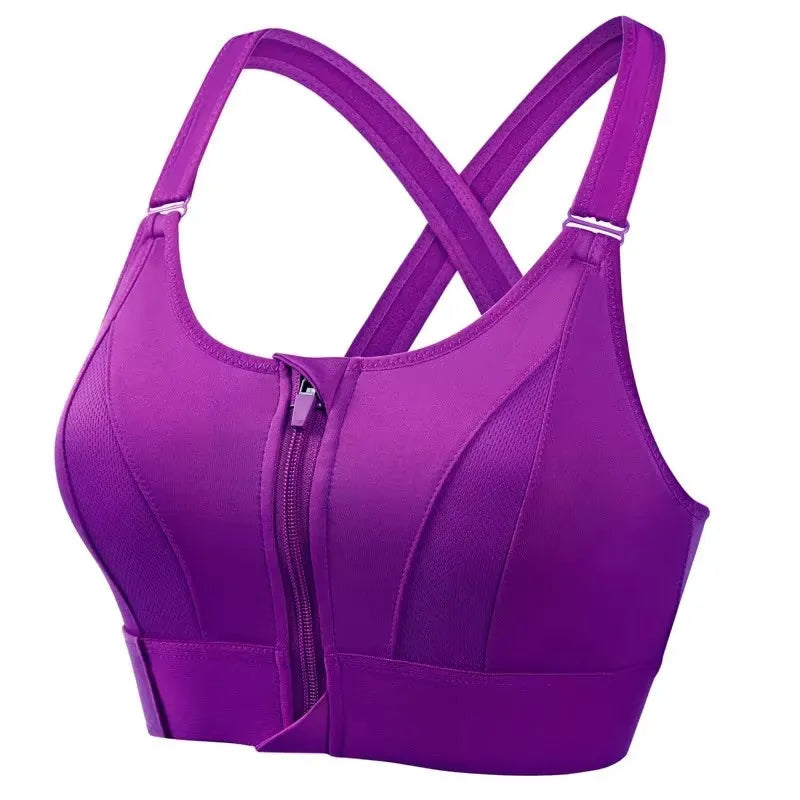 Sujetador Deportivo con Cremallera Frontal – Ajustable y Antirrebote