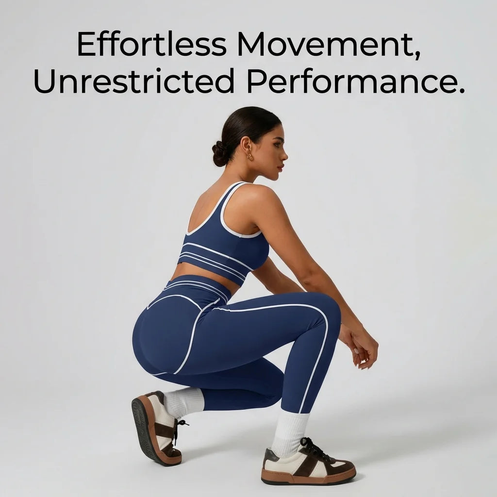 Conjunto de Yoga Sin Costuras para Mujer – Top Deportivo y Leggings de Cintura Alta