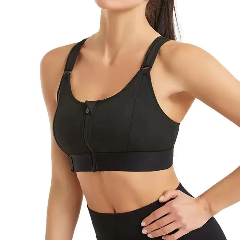 Sujetador Deportivo con Cremallera Frontal – Ajustable y Antirrebote