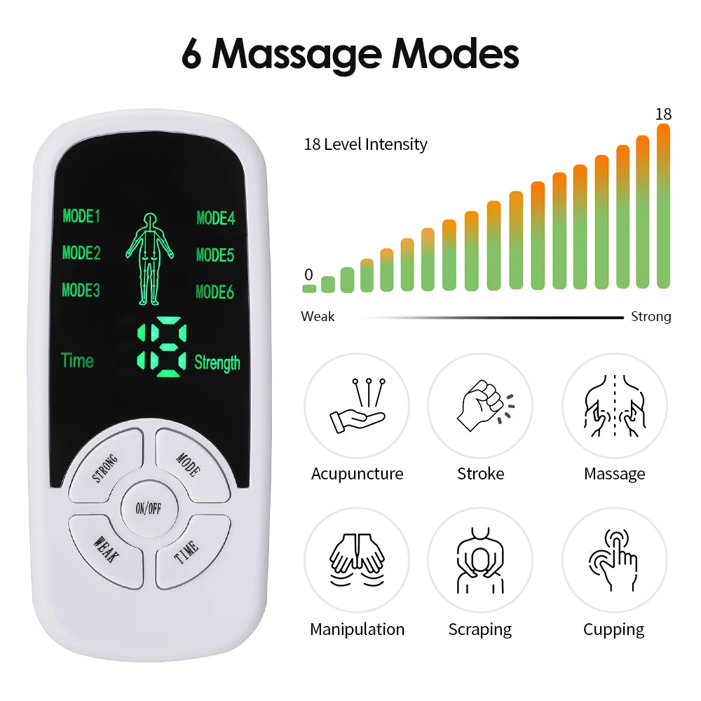 Estimulador Muscular EMS de Pulsos – Masajeador de Espalda y Cuello, Acupuntura y Fisioterapia Digital