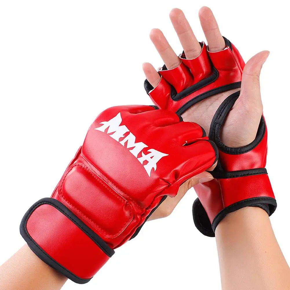 Guantes de Boxeo de Medio Dedo – Cuero PU para Muay Thai, Karate y Entrenamiento