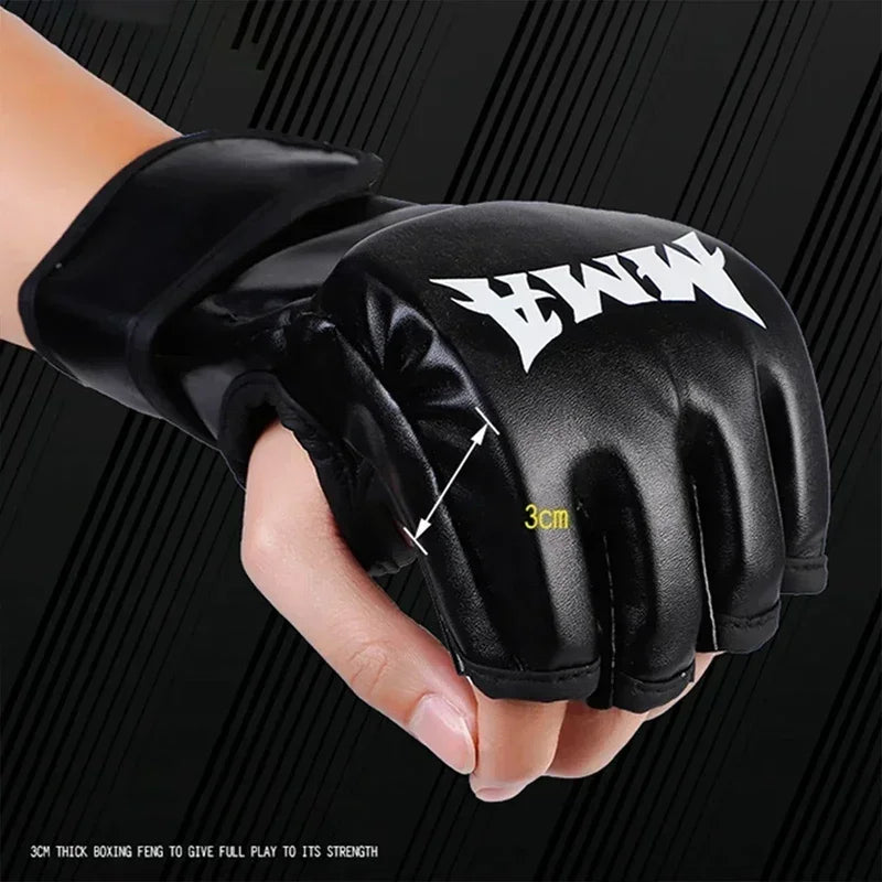 Guantes de Boxeo Profesionales de Medio Dedo – Entrenamiento UFC Sanda Saco de Boxeo