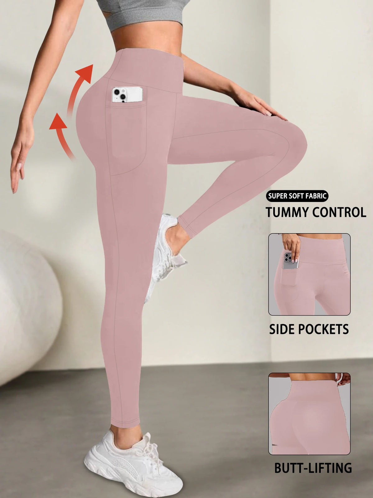 Leggings Suaves para Mujer con Bolsillos – Control de Abdomen para Yoga y Uso Diario
