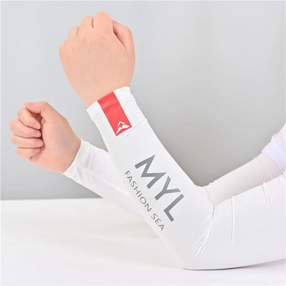 1Pair Summer Arm Sleeves for Running Outdoor Cycling Driving Breathable Ice Silk Elastic Sun Protection Men Women Arm Cover