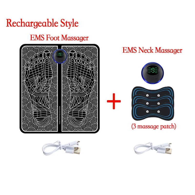 Almohadilla Masajeadora de Pies EMS Recargable con Mando – Estimulador Muscular Eléctrico Portátil para Aliviar el Dolor