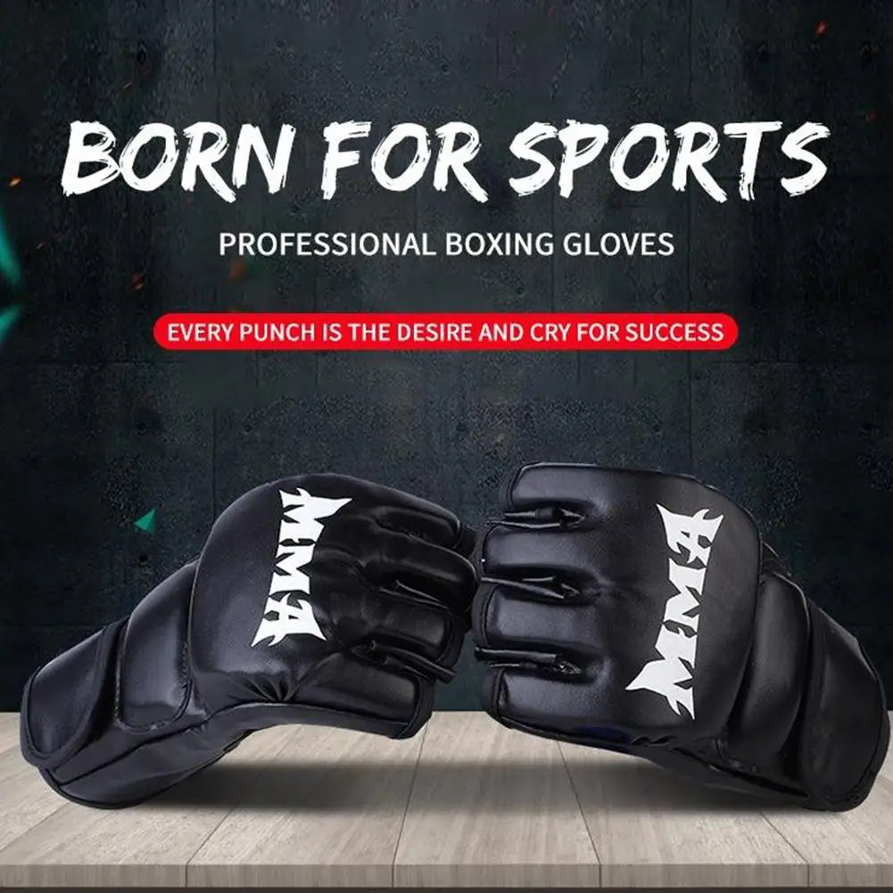 Guantes de Boxeo de Medio Dedo – Cuero PU para Muay Thai, Karate y Entrenamiento