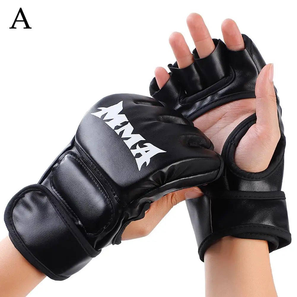 Guantes de Boxeo de Medio Dedo – Cuero PU para Muay Thai, Karate y Entrenamiento