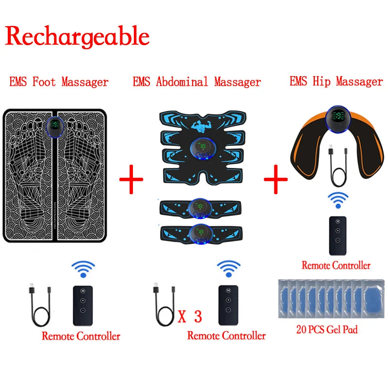 Almohadilla Masajeadora de Pies EMS Recargable con Mando – Estimulador Muscular Eléctrico Portátil para Aliviar el Dolor