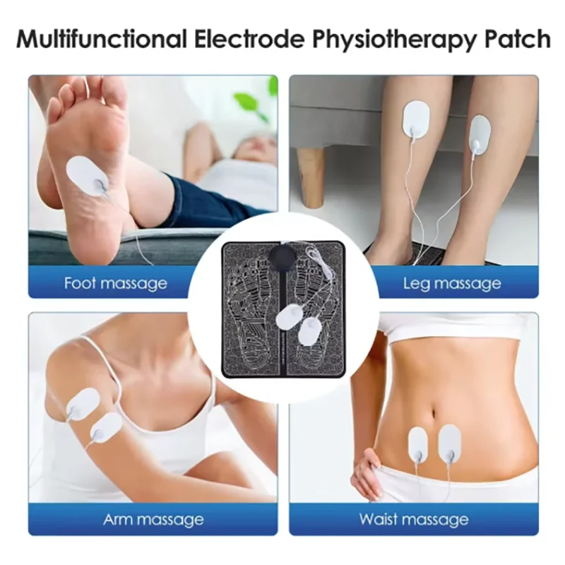Almohadilla Masajeadora de Pies EMS Recargable con Mando – Estimulador Muscular Eléctrico Portátil para Aliviar el Dolor
