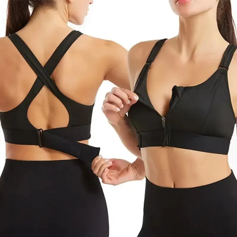 Sujetador Deportivo con Cremallera Frontal – Ajustable y Antirrebote