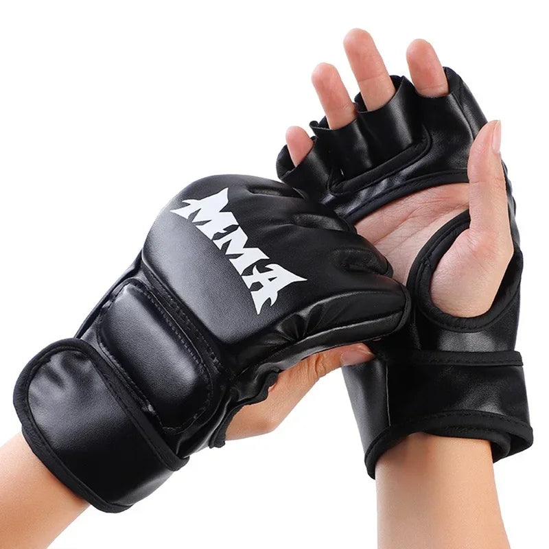 Guantes de Boxeo Profesionales de Medio Dedo – Entrenamiento UFC Sanda Saco de Boxeo