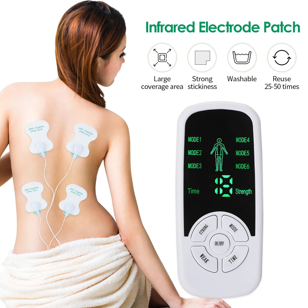 Estimulador Muscular Eléctrico EMS 6 Modos – Aparato TENS para Fisioterapia, Masaje Abdominal y Corporal