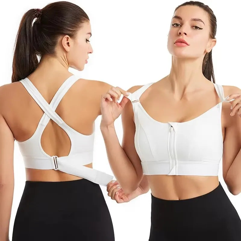 Sujetador Deportivo con Cremallera Frontal – Ajustable y Antirrebote