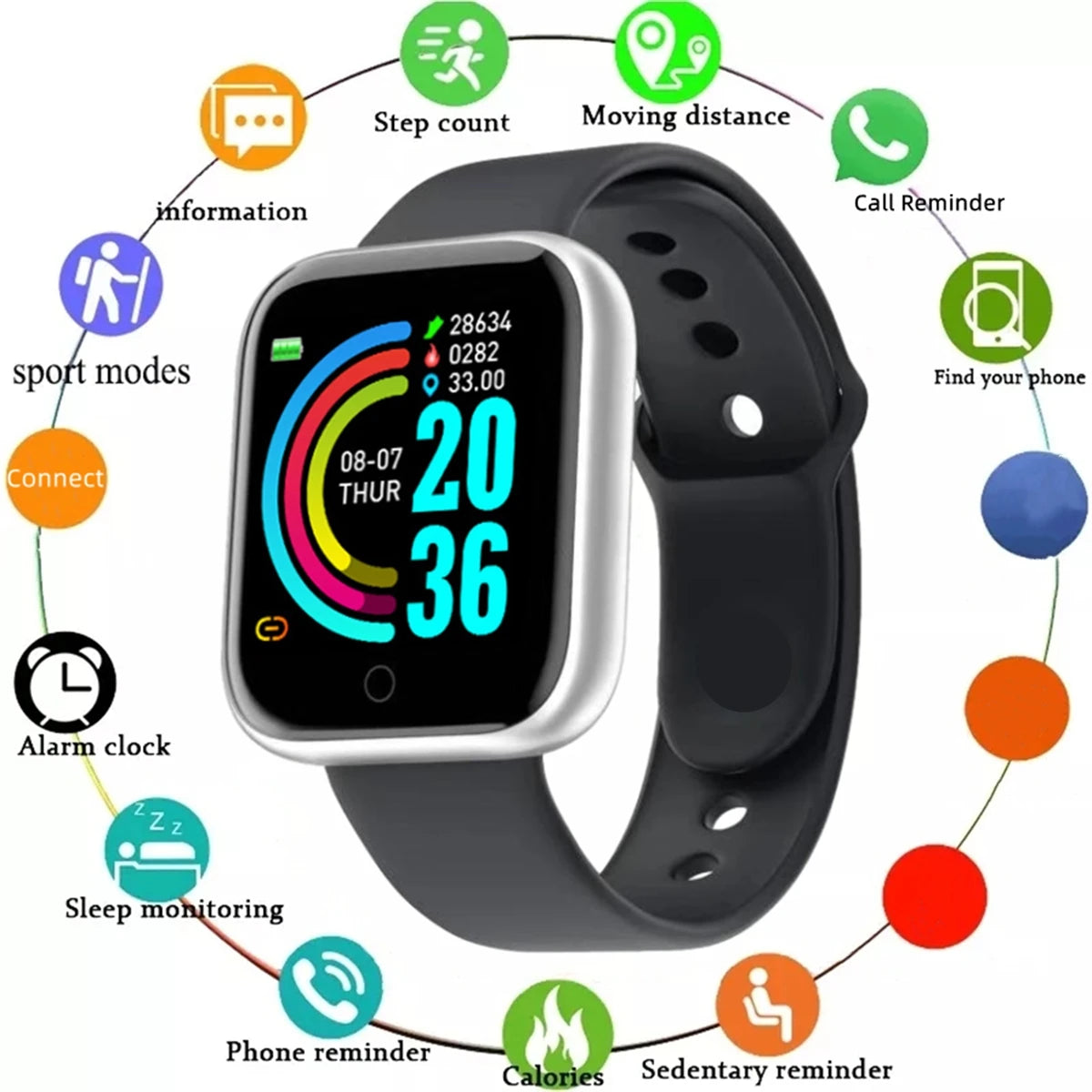 Smartwatch Unisex – Notificaciones y Monitor de Actividad Física