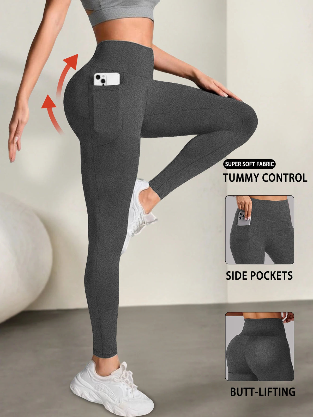 Leggings Suaves para Mujer con Bolsillos – Control de Abdomen para Yoga y Uso Diario
