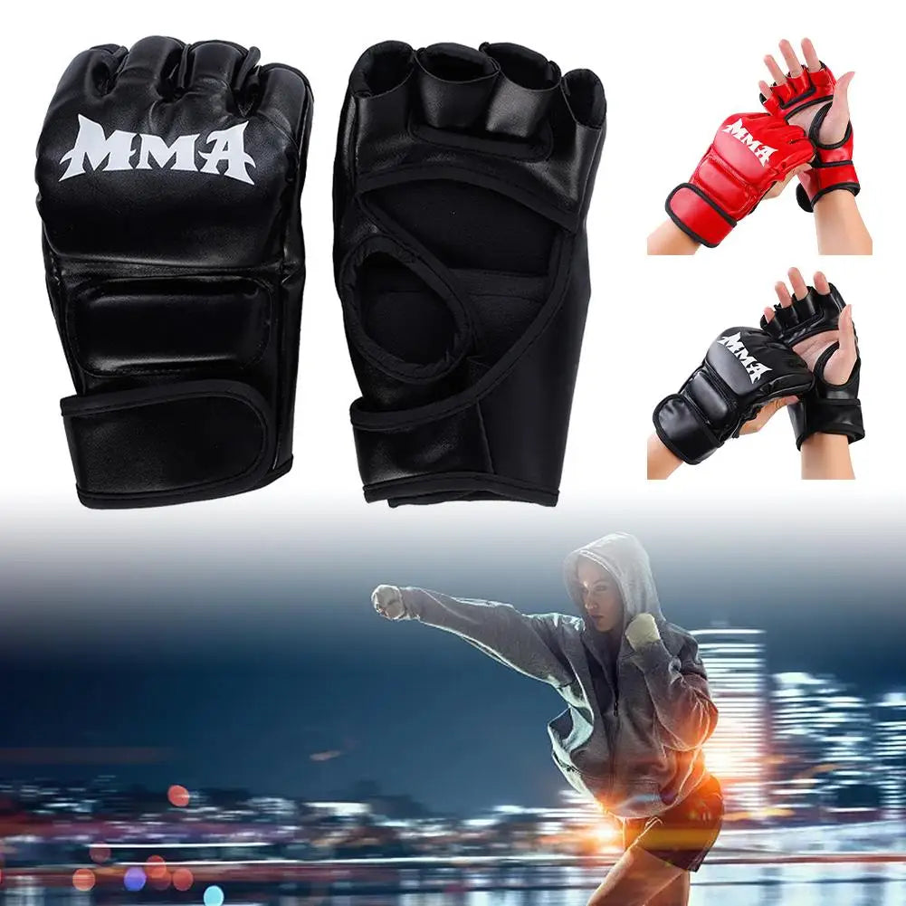 Guantes de Boxeo de Medio Dedo – Cuero PU para Muay Thai, Karate y Entrenamiento