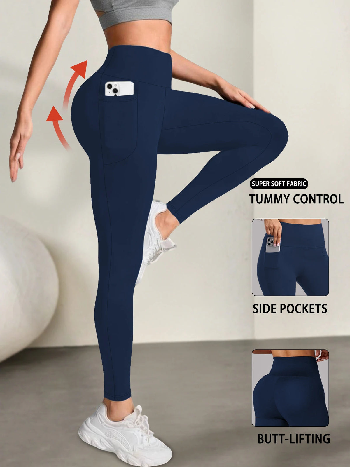 Leggings Suaves para Mujer con Bolsillos – Control de Abdomen para Yoga y Uso Diario