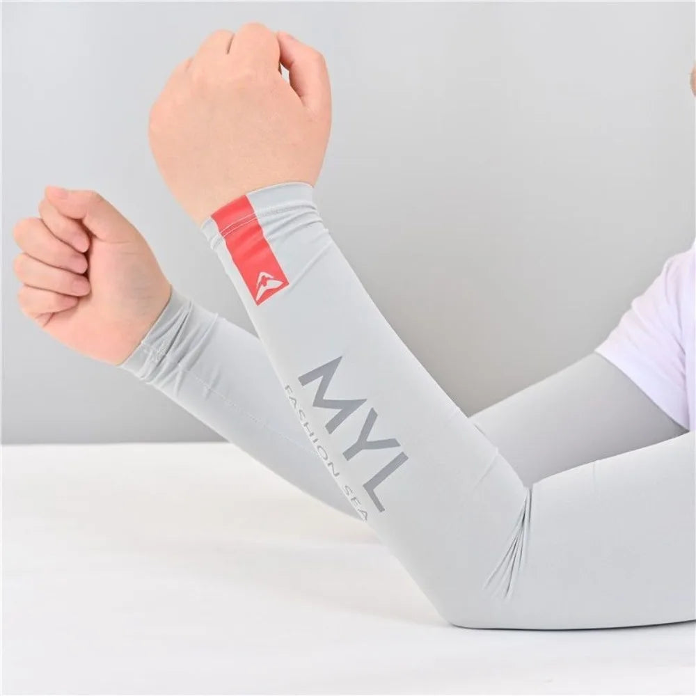 1Pair Summer Arm Sleeves for Running Outdoor Cycling Driving Breathable Ice Silk Elastic Sun Protection Men Women Arm Cover